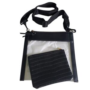Clear Stylish Black Crossbody Bag With Coin Purse